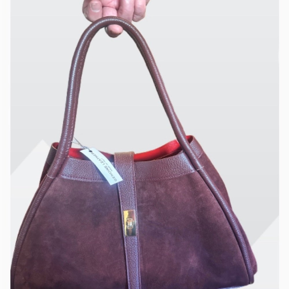 Elegant Brown Suede Handbag